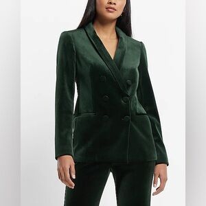EXPRESS VELVET DOUBLE BREASTED SHAWL COLLAR BLAZER